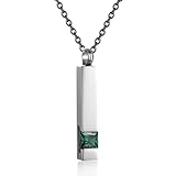 Crystal Urn Necklaces for Ashes for Men Stainless Steel Bar Pendant Necklace Memorial Cremation Jewe