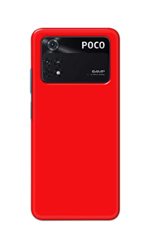 Image of Printed Hard Back Cover Case for Mi Poco M4 Pro 4G Back Cover (Plain Red) -1803
