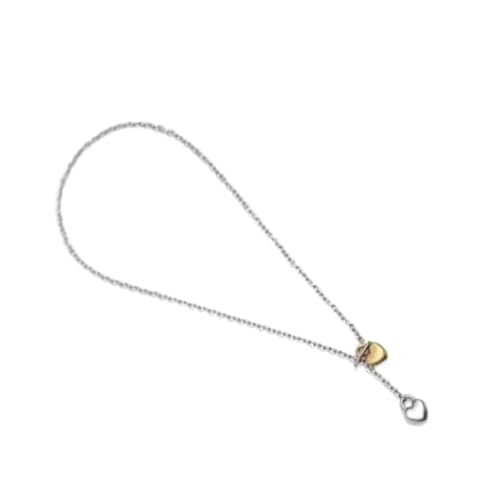 [Uitndvyte] Elegante collar de doble corazón con cierre OT que simboliza el amor y la amistad, gargantilla de cadena ajustable para mujer
