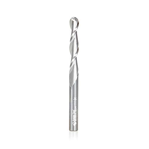 Amana Tool - 46294-U CNC 2D & 3D Carving 0.10 Deg Straight Angle Ball Tip 1/4 Dia x 1/8