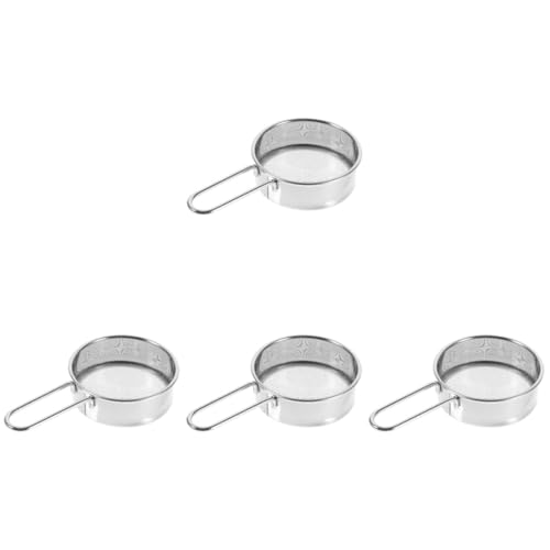 PRETYZOOM 4 Piezas colador de harina Herramienta de tamizado Tamizador de mano para hornear Tortita azúcar cuchara azucarero colador de panadería filtro para hornear el plastico Silver