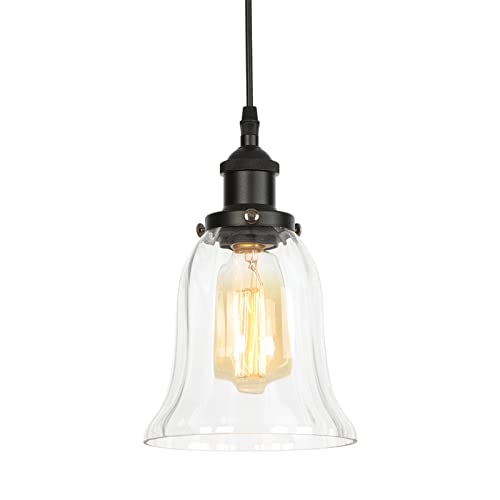Suspension Luminaire Cuisine Îlot : lustre noir vintage en verre rétro