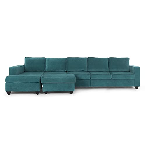 Image of Wakefit Sofa Set | 3 Year Warranty | Sofa 3 Seater, 3 Seater Sofa for Living Room, Wooden Sofa Set, 4 Seater + Left Aligned, Sofa for Living Room - Napper(Malphino : Malibu Green)