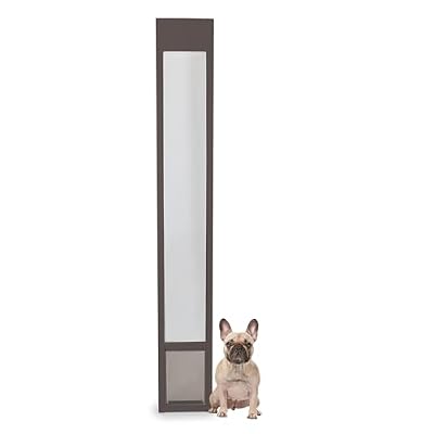 PetSafe 1-Piece Sliding Glass Pet Door for Dogs & Cats - Adjustable Height 75 7/8" to 81"- Medium, Bronze, No-Cut DIY Install, Aluminum Patio Panel Insert, Great for Renters or Seasonal Installation