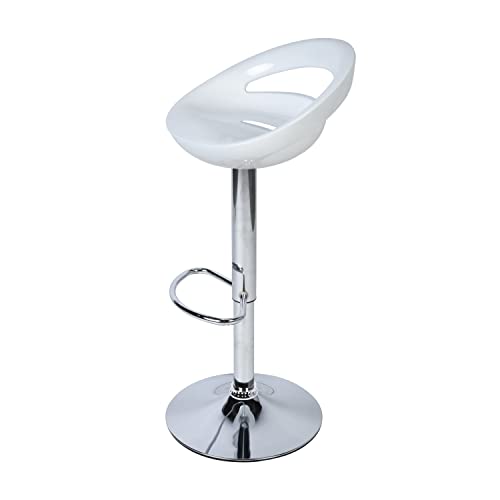 Homy Casa Inc White Barstools Set Of 2 Abs Modern Adjustable Height Swivel Bar Chairs With Footrest Chrome Base For Kitchen Pub Island Bar, W18.1 Xd15.2 Xh29.9-38.2" #TOP4