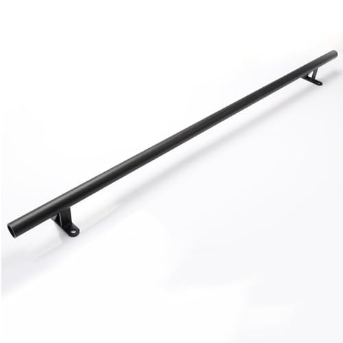 Kit de herramientas de escalera deslizante de tubo redondo de acero de 8 pies, rieles de escalera móviles para oficina en casa, kit de riel deslizante con riel de escalera rodante, fácil instalación y
