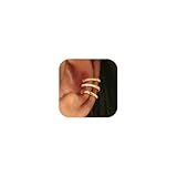 Ear Cuffs for Women No Tarnish - Dainty Cartilage Clip On Earrings for Women Trendy 14K Gold Plated Hypoallergenic Thin Huggie Hoop CZ Earring Set Gold Jewelry Gift