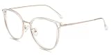 Firmoo Blaulicht Brille ohne Sehstärke Damen Herren Runde Blaulichtfilter Computer Brille gegen Kopfschmerzen(Transparent mit Gold)