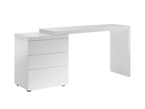 Casabianca Furniture NEST High Gloss White Lacquer Extendable Office Desk