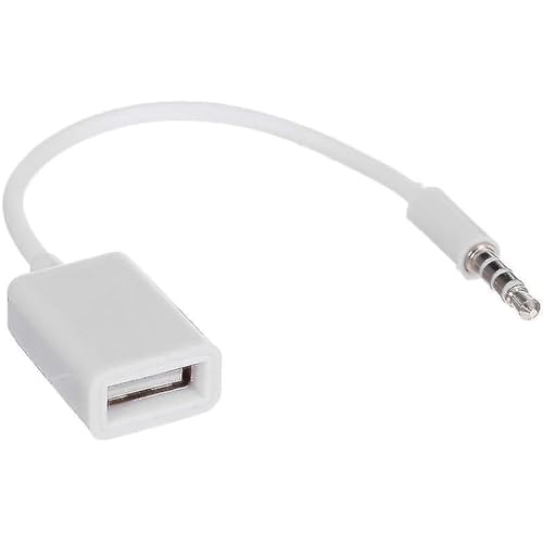Cablepelado® Câble adaptateur USB femelle vers jack 3,5 mm AUX mâle 0,20 m Blanc