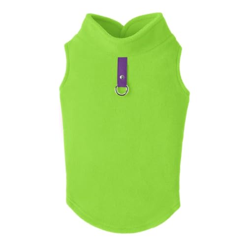 Image of Gooby Fleece Vest Dog Sweater, Lime, X-Large | Soft warm fleece; Pullover, easy on /off (no zippers); O-ring leash attachment; Machine washable