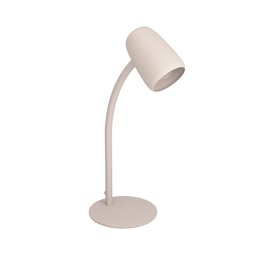 EGLO Tischlampe Carlo, Nachttischlampe mit Flexarm, Tischleuchte Schreibtisch, Lampe aus Metall in Sandfarben, E14 Fassung