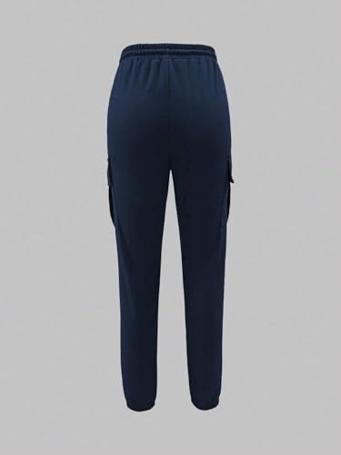 Women's Wide Leg Casual Pants Pocketed Elastic Waist Drawstring Loose Cargo Pants4