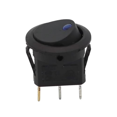 PQYSMVVG 20mm 12V Black Rocker Switch KCD1 3Pin 2Position with Cat's Eye for Electronic Starter Car Auto Switch Red Blue Green Yellow Light 20A(Blau,One Size)