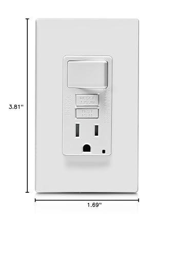 Image of Leviton GFCI Switch Outlet Combo, 15 Amp, Self Test, Tamper-Resistant with LED Indicator Light, Saves Space, GFSW1-W, White