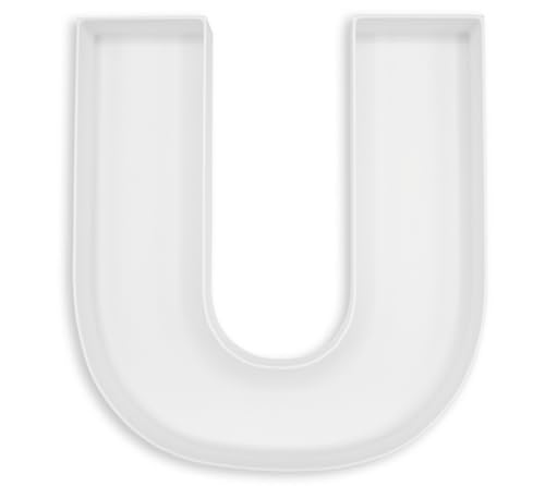 10" Plastic Fillable Letter U Charcuterie Tray, Reusable White Snack Box