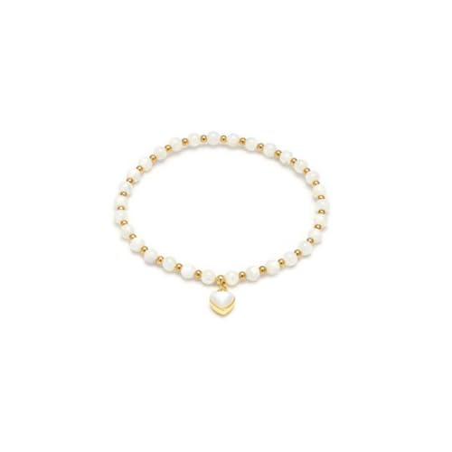 Pulsera elástica Vestopazzo con perlas de nácar y acero 316L con colgante de estrella para mujer