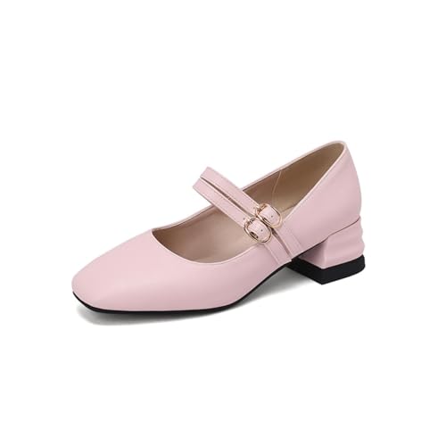 Escarpins Mary Jane à double bride pour femmes en cuir PU avec talon bloc
