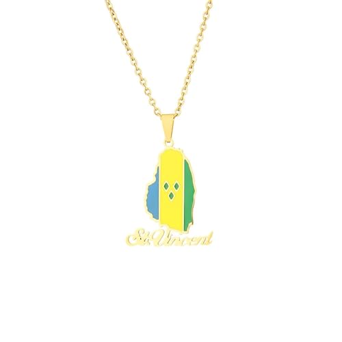 Collier Saint Vincent Map pendentif homme en acier pour vos voyages et sorties