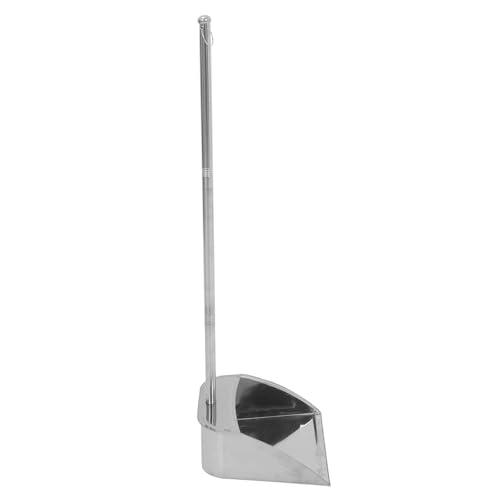 YARNOW Recogedor Metálico para Basura Mango Largo y Pala de Acero Inoxidable para Limpieza de Pisos y Recogida de Residuos en Interiores y Exteriores