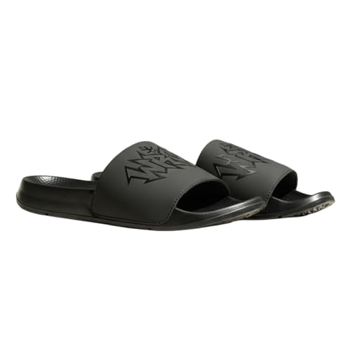 Image of WROGN Men's PU Sliders | Jagged-Edge Tonal Graphic | Cushioned Sole