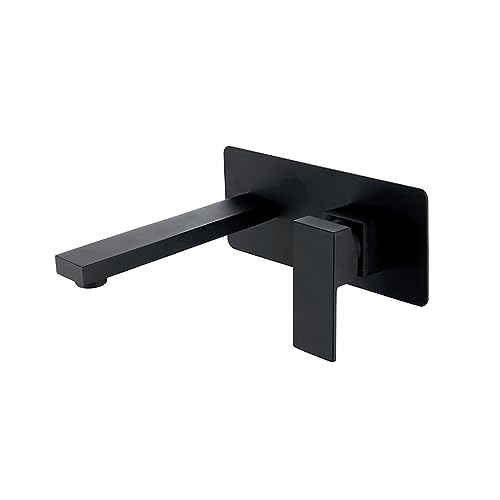 Mezclador de lavabo de pared en negro mate con latón de alta resistencia 2