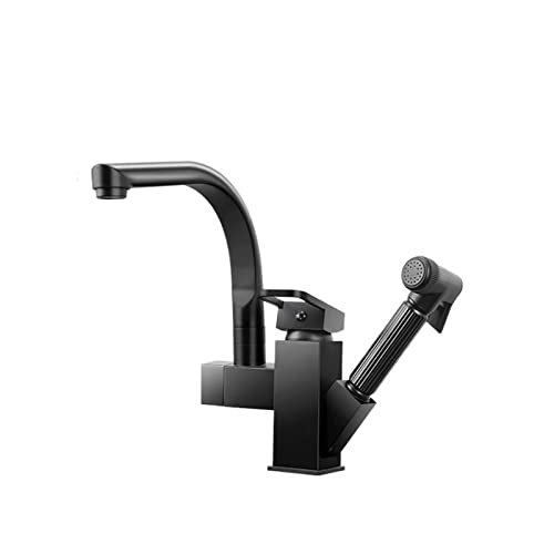 Robinet mitigeur noir évier rotatif 360 avec bec flexible sur pont
