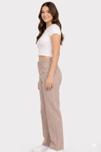 Image of Women Jeans Wide Leg High Waist Straight Fit Casual Pants - Everyday Comfort & Trend Style