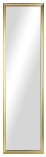 Over Door Full Length Mirror 13x49 Inch Rectangular Hanging Mirror with Frame for Wall & Door Includes Anti-Tip Hardware Perfect for Bedroom Closet Entryway Bathroom Dorm (Gold)