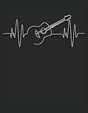  Guitarra Ritmo Cardíaco Guitarrista: Cuaderno de líneas forrado, Carta (21,59 x 27,94 cm), 120 páginas, papel crema, cubierta mate