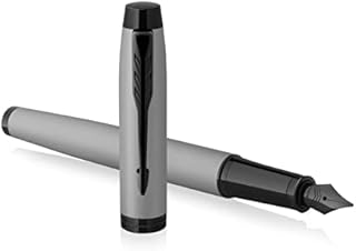 Parker IM Premium Black Edition Fountain Pen - Achromatic Matte Grey with Black Trim - Fine Nib - Black Ink - Gift Boxed