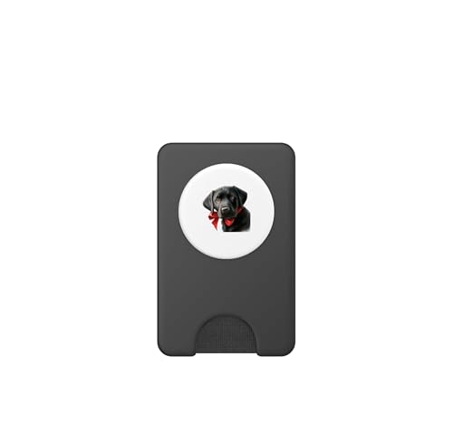 Black Lab Portrait de Chien Labrador avec nœud Rouge PopSockets PopWallet pour MagSafe – vue 2