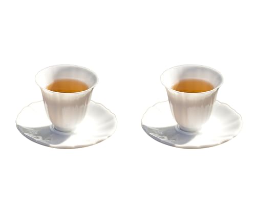 Amazon.co.jp: Aoinfok 高級白磁茶杯セット 2個セット 茶托付き 聞香杯