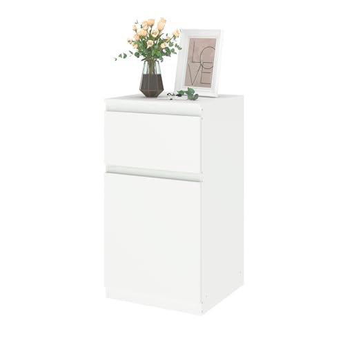 ZZINOKE Cajonera, Armario de almacenaje con 1 Puerta y 1 cajón, Ancho 40 cm, para Salones, dormitorios, Habitaciones Infantiles y oficinas. Blanca, 40 cm x 40 cm x 75 cm