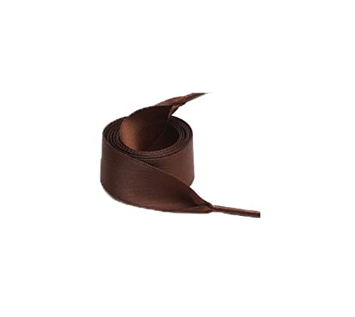 Jilibaba Flache Satinband-Schnürsenkel, weiche Seide, Schnürsenkel, 2 cm breit, Schnürsenkel für Damen, Mädchen, Sneaker, Freizeitschuhe, Skate, Sportschuhe, dunkelbraun, 110 cm Cover