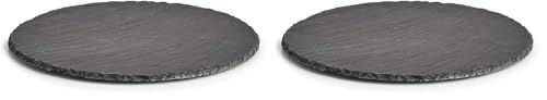 Zeller 24512 Servierplatte, rund, Schiefer, ca. Ø 30 x 0,4-0,6 cm (Packung mit 2) – Ansicht 1