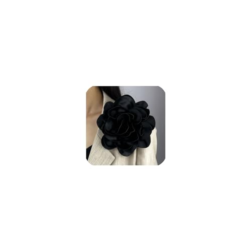 Image of Large Fabric Rose Flower Brooch Lapel Pins for Women Bride 7.5in Big Satin Camellia Flower Brooches Pin Dress Suit Ceremony Accessories Wedding Prom Jewelry Gifts