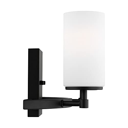 Image of Generation Lighting 2-Light Alturas Contemporary Bath Fixture Wall Lamp Midnight Black 4424602-112 | Bathroom Light Fixture for Home Decor | Wall Sconce Vanity Light Fixture and Bathroom Accessory