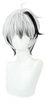 TTYAO REII V Flower V4 Wig White and Black Gradient Short Bob Straight Hair High Temperature Silk Wig for Cosplay