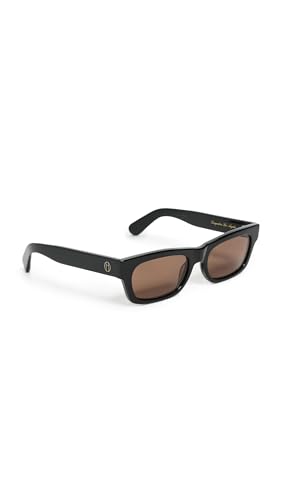 Heaven Mayhem Sloane Sunglasses Womens Black Rectangle Fashion Sunglasses with Brown Tint | 100% UV Protection Acetate Frame Designer Style