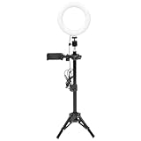 iplusmile Luz de Relleno LED Trípode 50 Cm y Luz Circular 16 Cm, Soporte para Móvil para Transmisión, Fotografía y Maquillaje, Lámpara Suplementaria Ajustable Temperatura de Color Regulable