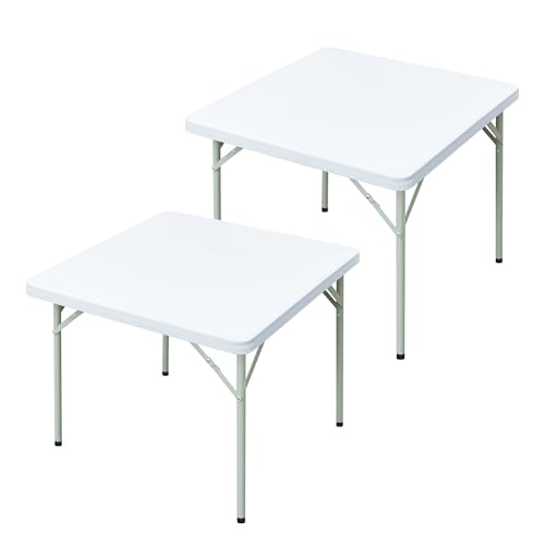 mylacerhome 2 Pack Fitted Tablecloth Square 34X34 Inch Card Table Cover