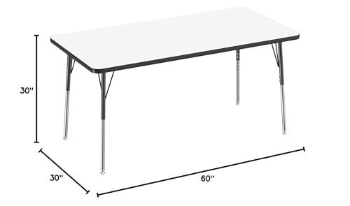 Image of Learniture Adjustable Height Dry-Erase Classroom Activity Table for School and Home, Rectangular Activity Table with Whiteboard Top, 30 inch L x 60 inch W x 30 inch H, White