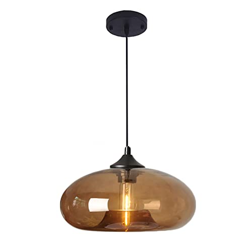 S-Cevada Suspension Industrielle Vintage Ronde en Verre Coloré, Lampe Suspendue au Plafond Retro Loft Bar E27, Lustre Pour Cuisine Salle À Manger Chambre...