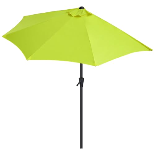 Sekey Halbrundschirm 270 cm mit Kurbel | UV 50+ Balkonschirm für Terrasse & Garten – Sonnenschirm Windfest, 100% Polyester, Inkl. Klettband