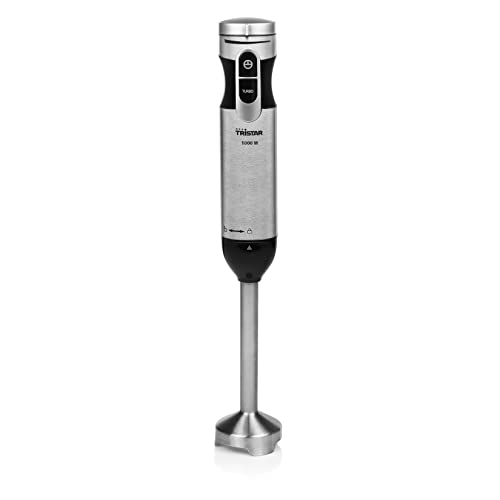 Miniatura 4 de Tristar MX-4829 - Set de batidora, con batidor, picadora y vaso medidor de 700 ml con tapa, Varilla de acero inoxidable, Función turbo, Motor de 1000 W DC, Negro y plateado