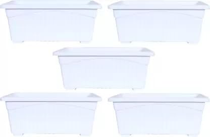 MUDDSTYLES Plastic Window Planter Pot 17 inch Flower Pots for Home Office Garden Balcony Plant Container Set (White) (B0C9QZWXYZ) Amazon Price History, Amazon Price Tracker