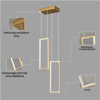 Lámpara rectangular de techo LED dorada con acabado de lujo 6