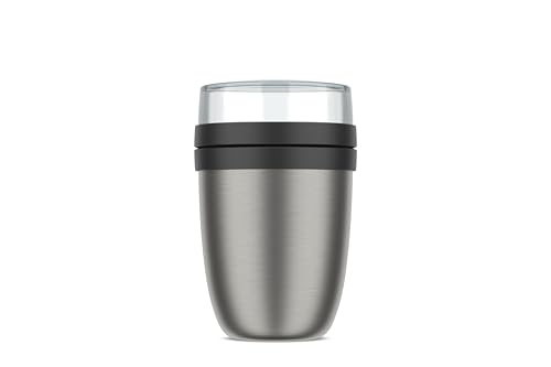 Mepal - Thermobehälter Ellipse - Thermo Lunchpot - Praktischer Joghurtbecher & Suppenbecher zum Mitnehmen - 6-8 Stunden heiß & 12 Stunden kalt - 500 + 200 ml - Nordic black