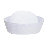 SUMERSHA White Sailor Hat Navy Captain Yacht Hat Halloween Costume Sailor Cap for Women Men Dressing Up Party (Circumference 22 inch)